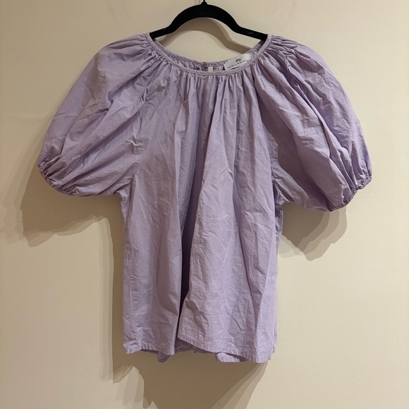 Never a Wallflower Gathered Neck Puff Sleeve Top Lavender Size Small - Picture 4 of 8